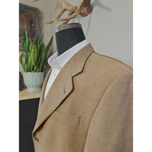 Prima Mens Wool Sports Coat 42R Beige Made in Canada 3 Button Italian Fabric